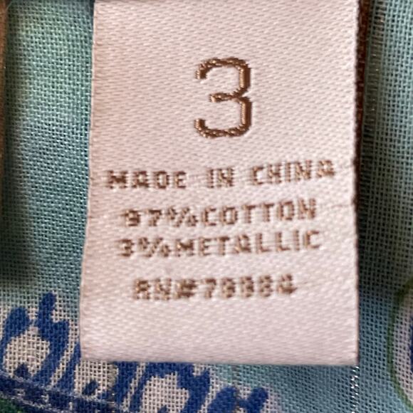 Chico's Blue Green Silver Metallic Paisley Button Up Shirt Sz 16 Casual Career - Picture 7 of 8